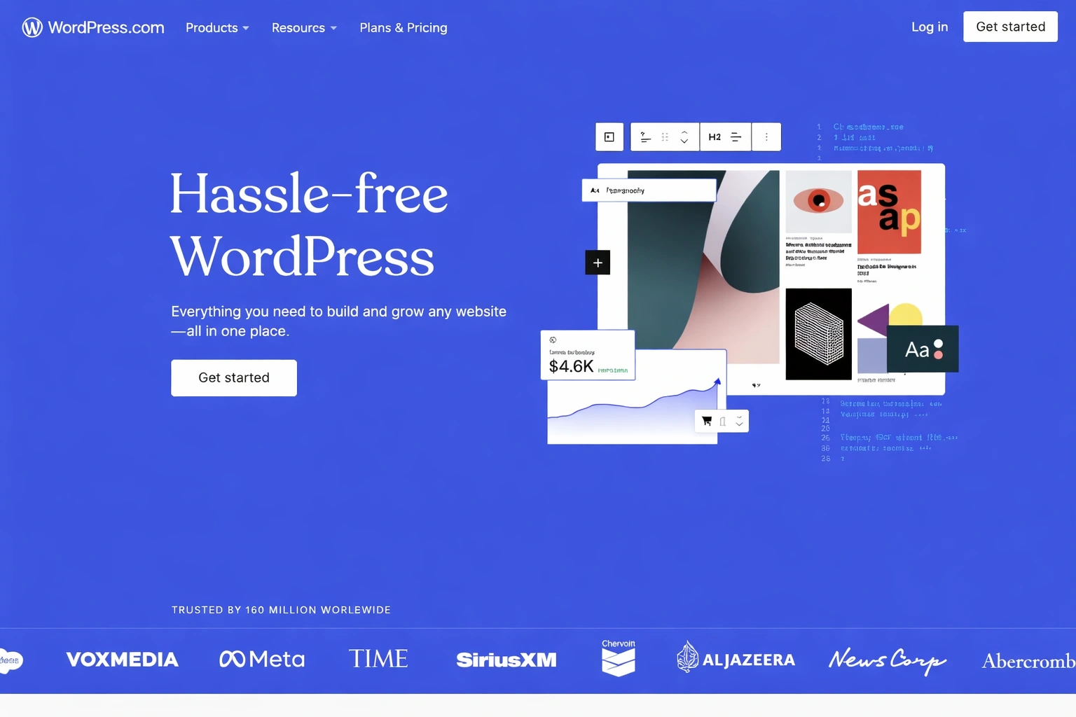 WordPress homepage screenshot with elements.
