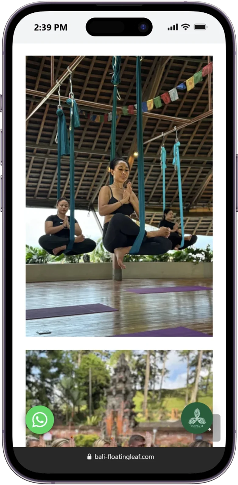 Responsive page of the Floating Leaf website displayed on a mobile device.