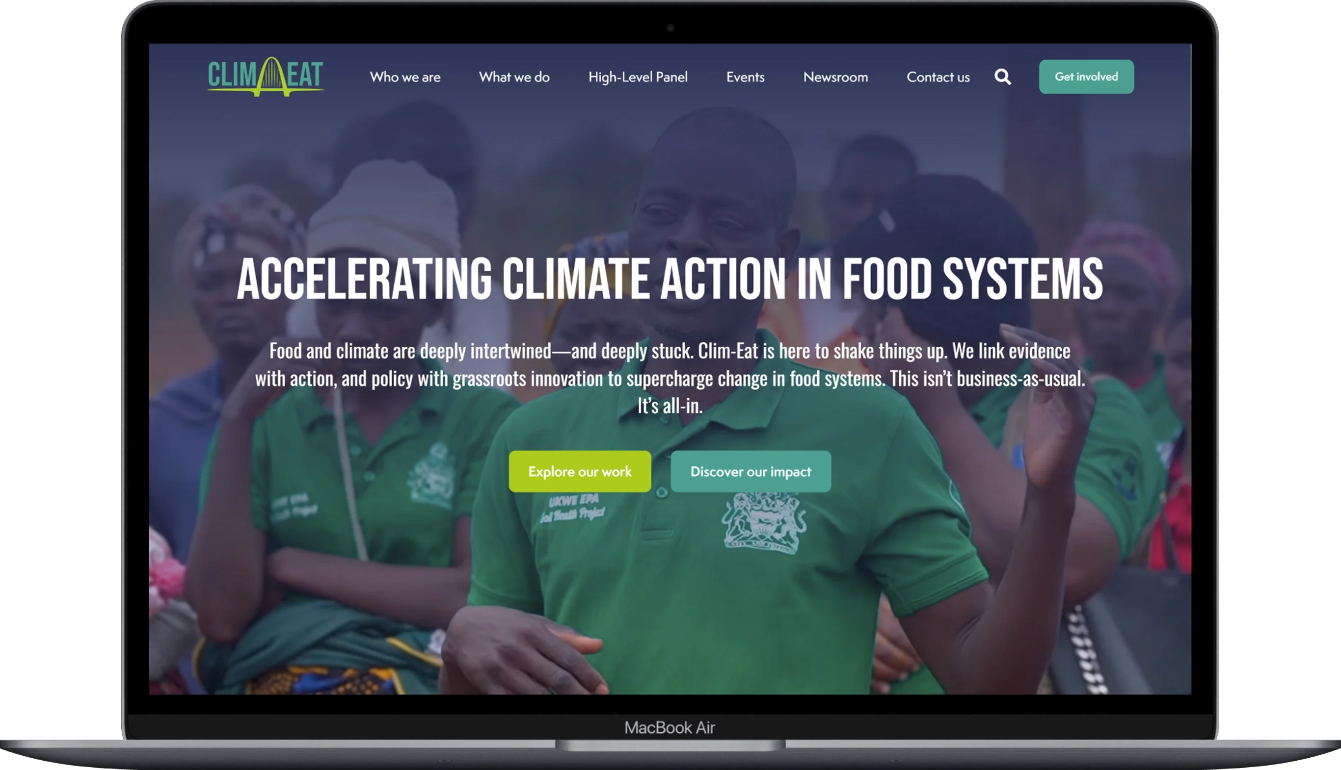 The page of the Clim-Eat website displayed on a laptop.