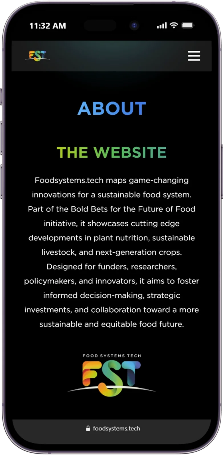Responsive Contact Us page of the fst website displayed on a mobile device.