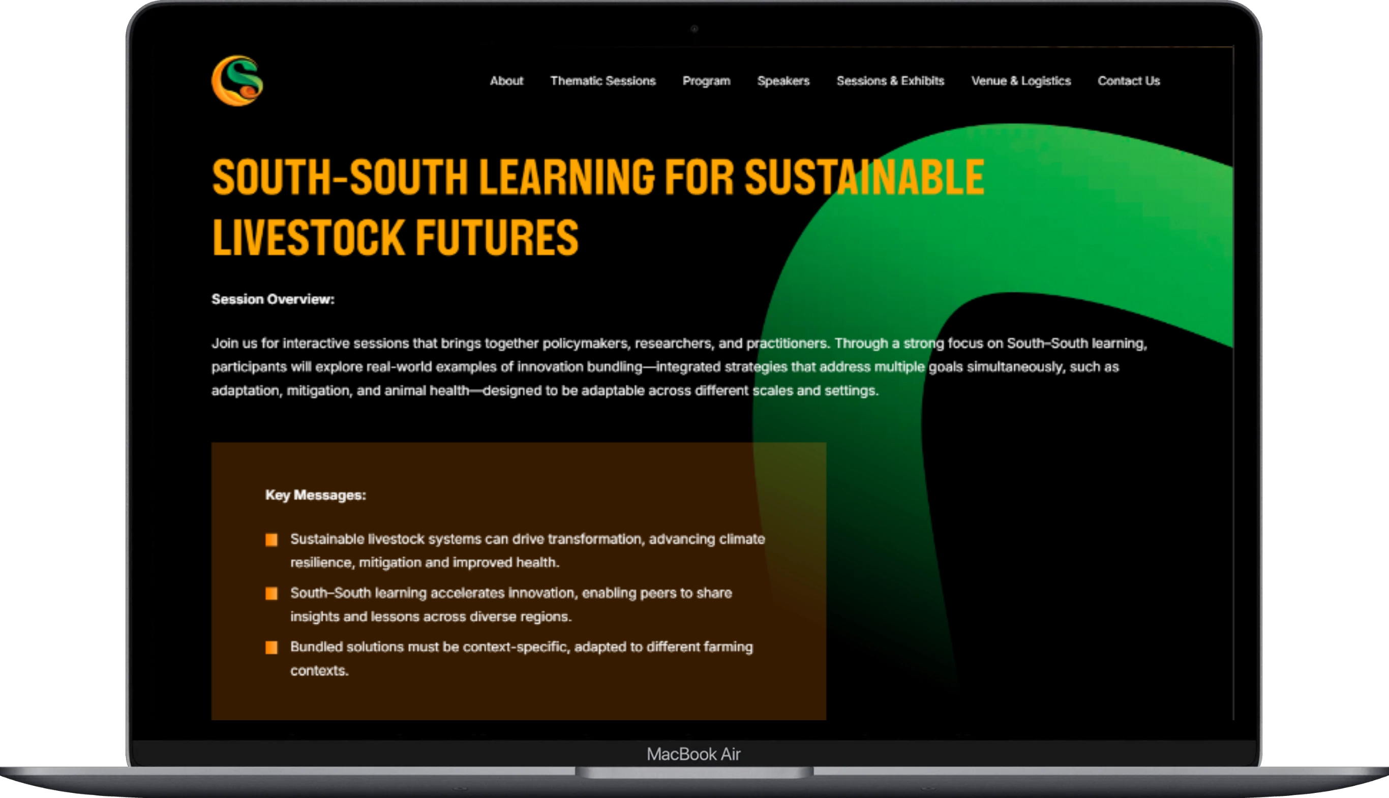 The page of the Global CSA Conference website displayed on a laptop.