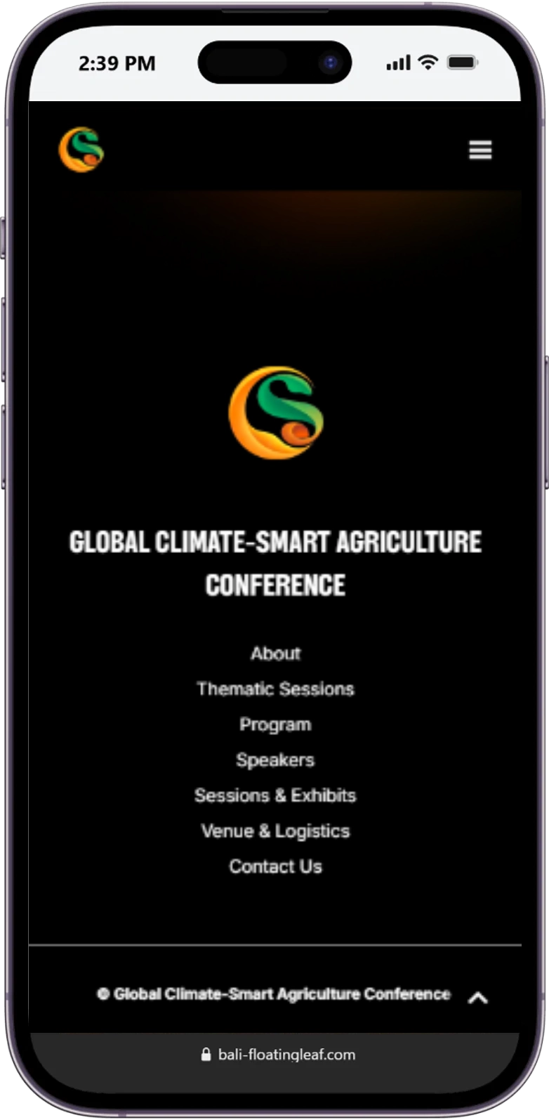 Responsive page of the Global CSA Conference website displayed on a mobile device.