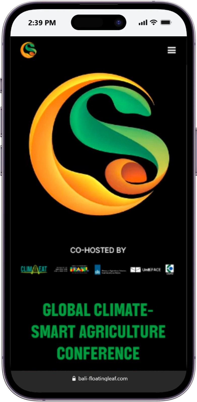 Responsive page of the Global CSA Conference website displayed on a mobile device.