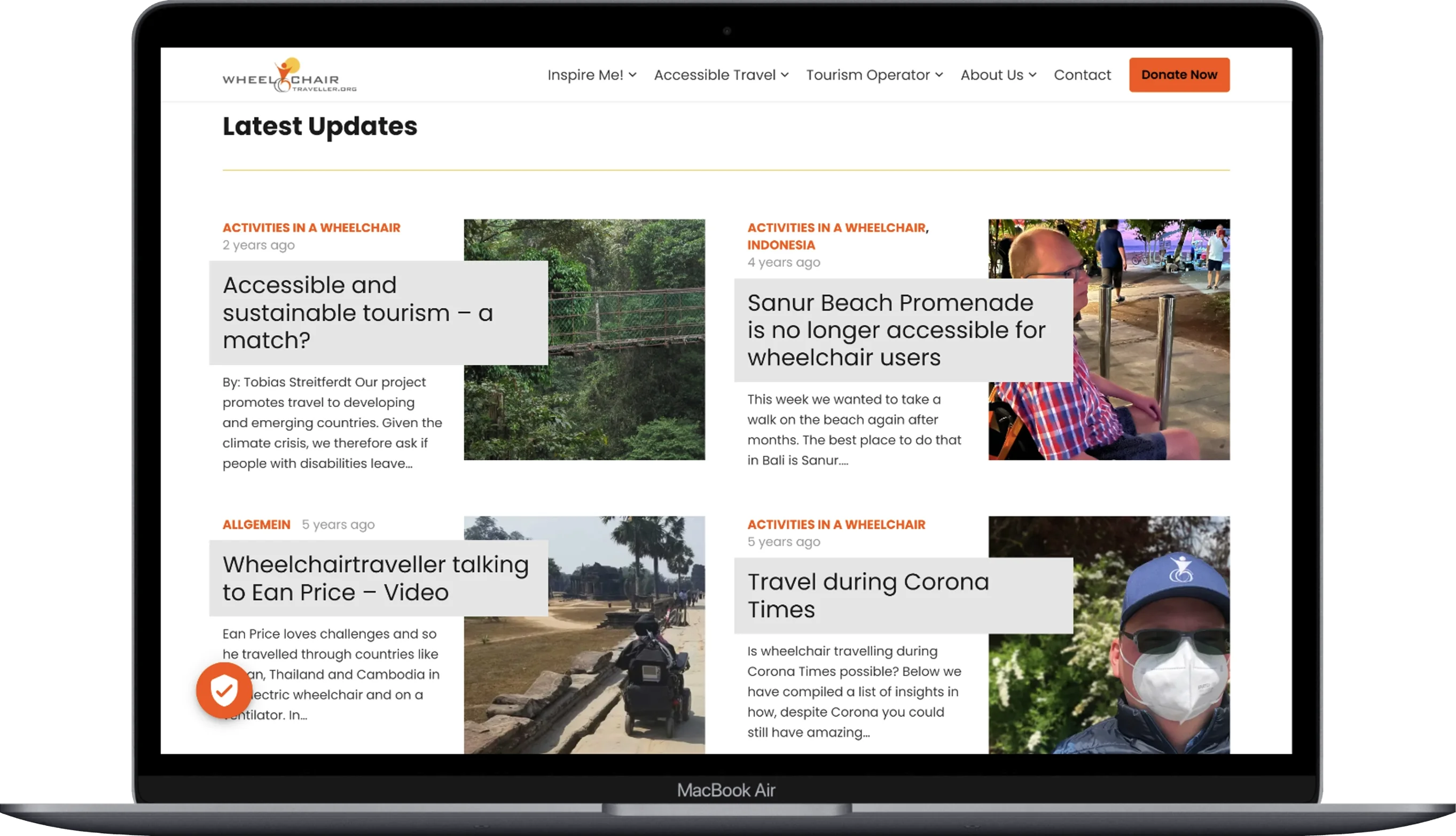 Our Crew page of the wheel-chair website displayed on a laptop.